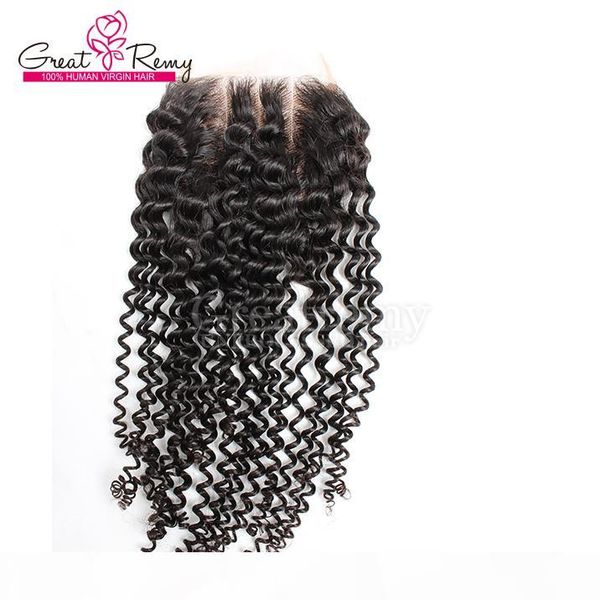 

peruvian curly wave lace closure three way part 4*4 hairpieces virgin human hair natural color remy hair dyeable greatremy fast shipping, Black