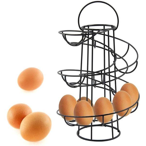 

egg spiraling dispenser rack basket storage space large capacity egg case holder box container racks shelf
