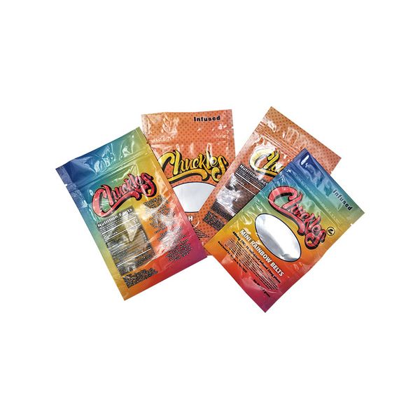 

dgg 420 smell proof chuckles infused 50mg peach rings nerds rope gummies exotic 710 edibles package bag