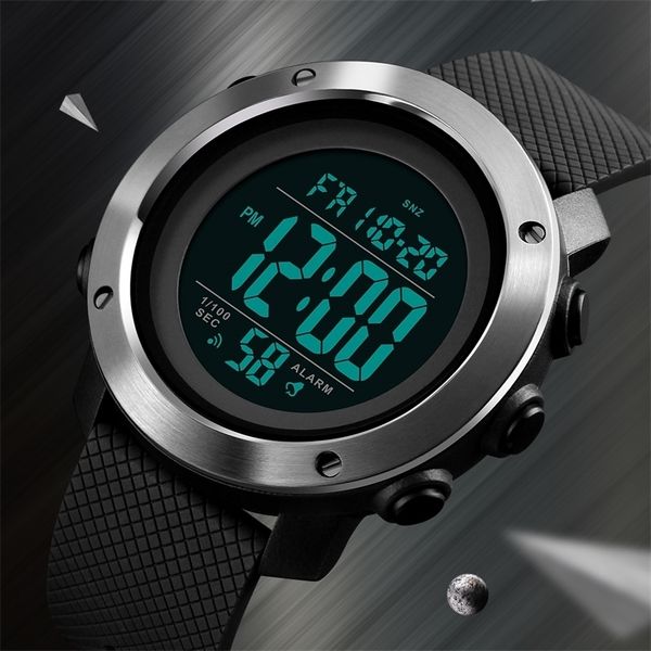 

skmei brand luxury waterproof led digital sports watches men fashion casual men's wristwatches clock man relogio masculino 220225, Slivery;brown