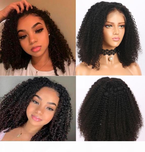 

fureya hair short lace front human hair wigs brazilian virgin kinky curly 150 density full lace wigs for women, Black;brown