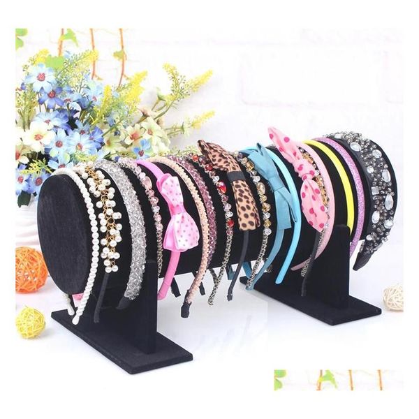 

large black/rose velvet headband buckle rack hoop frame head flower hair bands holder headdress jewelry display stand 36cm spzde, Slivery;golden