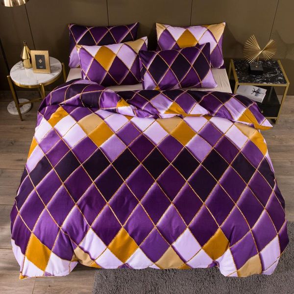 

bedding set luxury duvet cover with pillowcase quilt cover  king bed linens comforter purple/gray/red/green/blue