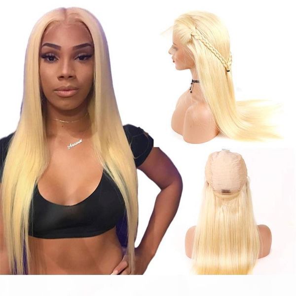 

indian blonde hair brazilian straight full lace human hair wigs transparent blonde color 613 human hair lace front wigs peruvian malaysian, Black;brown