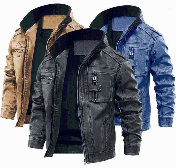 

men's pu jacket leather coat autumn slim faux leather motorcycle jackets stand collar coats male drop shipping plus size1, Black