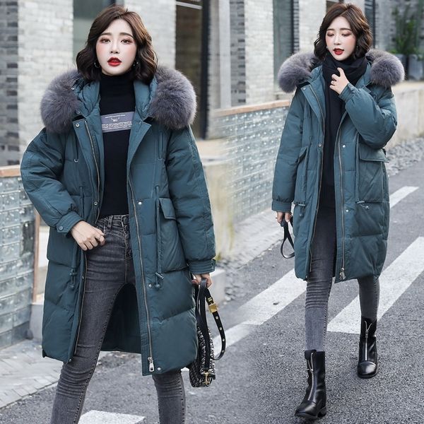 

rzzs thick winter jacket cotton clothes winter 2020 big warm hooded down coat snowsuits new patchwork, Black