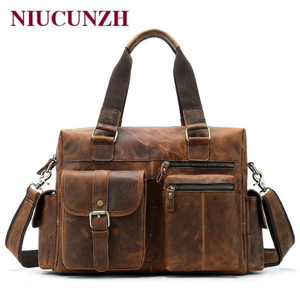 

niucunzh genuine leather men's briefcase messenger bag men's leather lapbag for men office bags for men briefcase handbags1