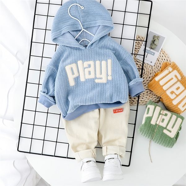 

2020 spring baby casual tracksuit children boy girl cotton hoodies pants /sets kids leisure causal suit infant clothing set lj201203, White