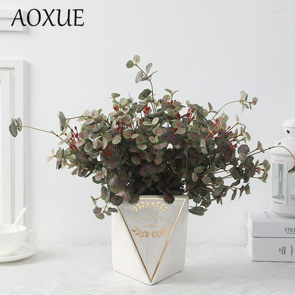 

aoxue simulation plant sea bream leaf bouquet silk fake flower wedding home living room decoration artificial green plant potted1