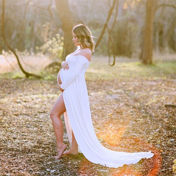 

maternity dresses for p shoot chiffon pregnancy dress pgraphy props maxi gown dresses for pregnant women clothes 2020 lj201123, White