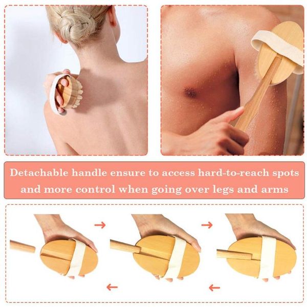 

treesmile natural bristle bath set exfoliating promote blood circulation massage brush wooden body dry brush d30 bbyqvt