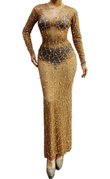 

gold rhinestones bra printed pattern long dress prom party birthday celebrate spandex dress evening women dance dresses, Black;red