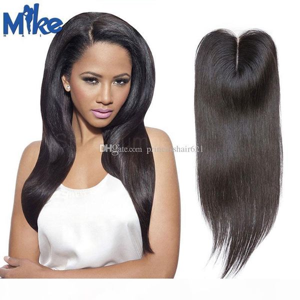 

mikehair lace closure 4*4 brazilian straight hair closures 1b natural color lace closure peruvian indian malaysian straight human hair, Black;brown