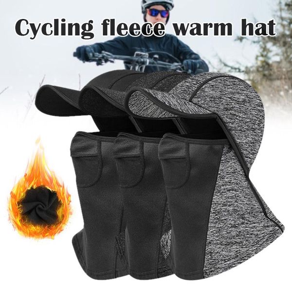 

cycling caps & masks winter windproof hiking hat with high elasticity neck warmer fleece hood full face warm bhd2, Black