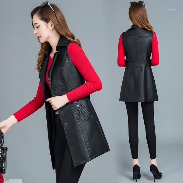 

leather vest women 2020 spring and autumn new korean version small and slim fashion western style suit collar leather jacket1, Black;white