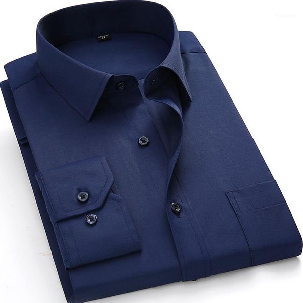 

plus large size 8xl 7xl 6xl 5xl mens business casual long sleeved shirt classic white black dark blue male social dress shirts1