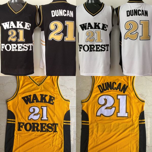 

ncaa men 21 duncan university jersey black and white yellow embroidered basketball jerseys size s