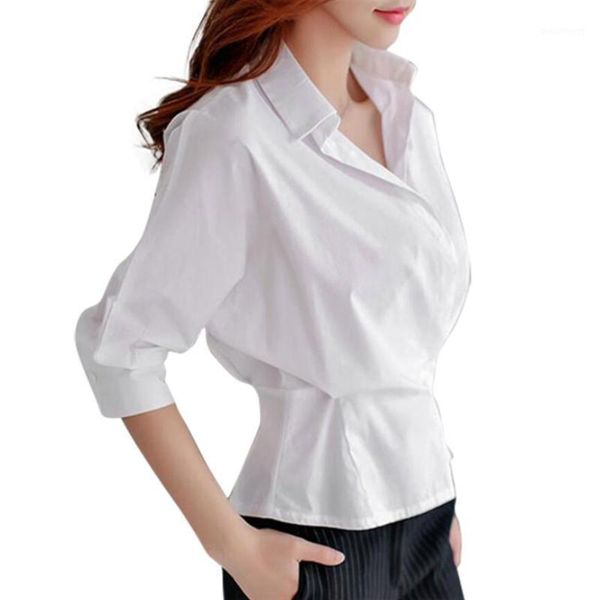 

women white blouses 2020 spring fashion long sleeve turn down collar office shirt ladies work blouse shirt casual r9751