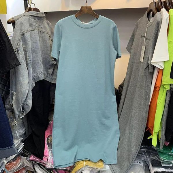 

t shirt dress women summer casual loose dresses short sleeve o neck tunic solid color dress oversize clothes femme, Black;gray