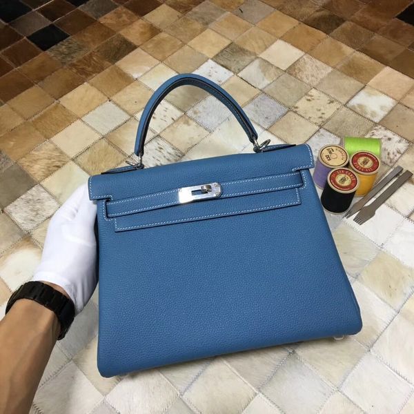

women luxury purse 28cm half handmade togo leather wax line stitching golden and silver hardware fast delivery contact me for details