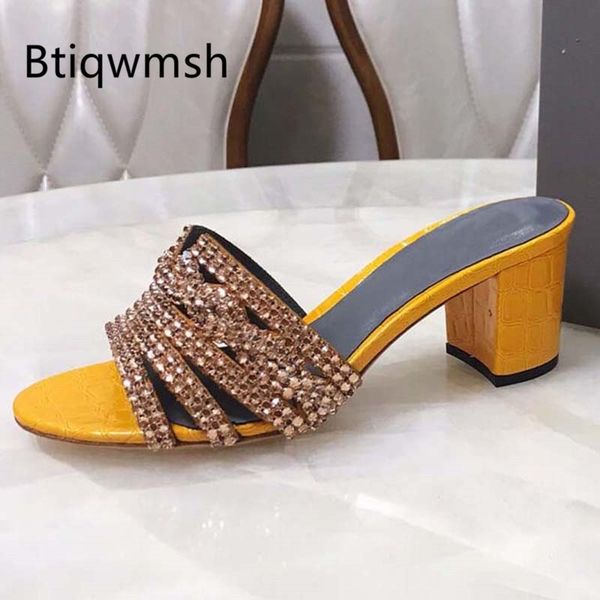 

luxury design rhinestone sandals women open toe crystal pearl chain chunky high heel shoes woman slipper wedding shoe y200405, Black