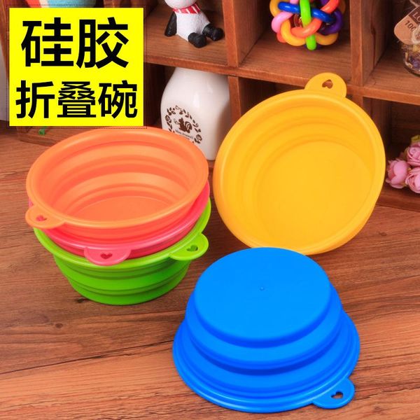 

pet folding bowl, environmentally friendly silicone pet bowl, new portable universal bowl for cats and dogs