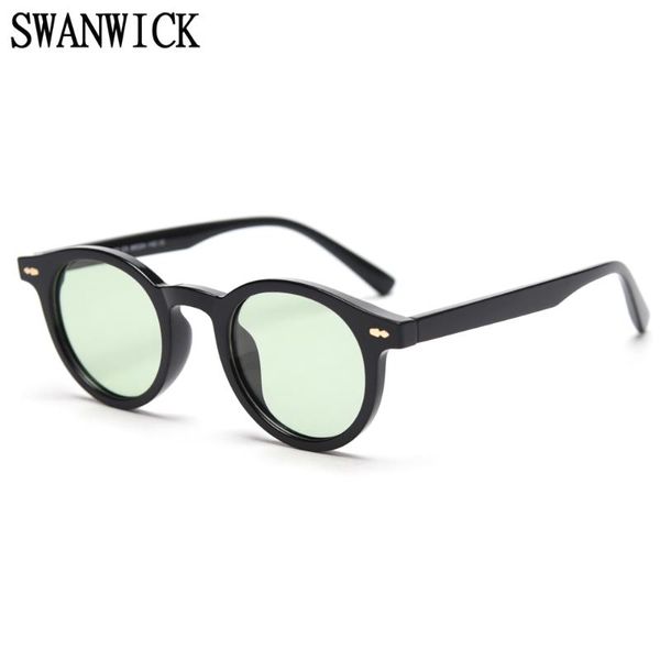 

swanwick retro round sunglasses women colorful lenses polarized sun glasses male black green item spring uv400 korean style, White;black