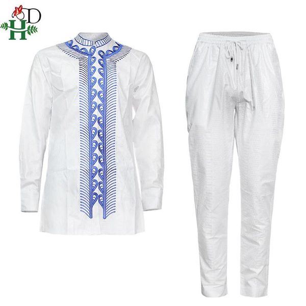 

h&d african men white clothes dashiki shirt pants suit robe bazin brode riche trouser fashion set boubou africain homme ph8090, Red