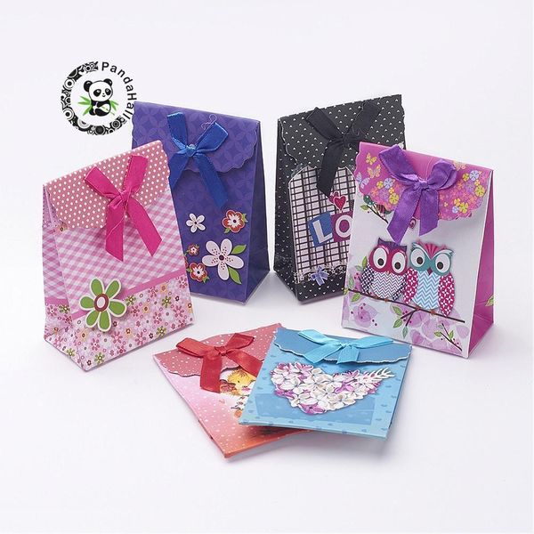 

10.5x7.5 см подарок бумаги подарок подарок для девочек покупок для покупок оптом поставляет прямоугольник с bowknot смешанный цвет 10.5x7.5c