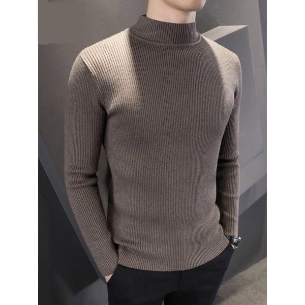 

men's sweaters half high neck sweater thick autumn and winter slim korean casual pullover, White;black