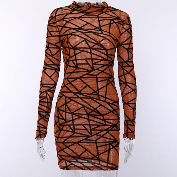 

disordered line dress temperament perspective round neck long sleeve slim dress khaki women casual dresses, Black;gray