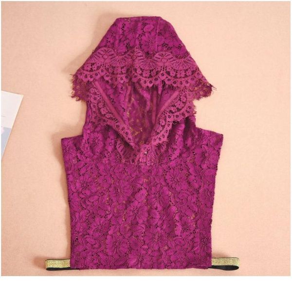 

women hooded false collar crochet eyelash floral lace detachable crop shirt y5gc wome qyllyl, Blue;red