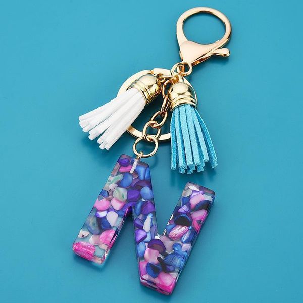 

1pcs alloy leather tassel key chain diy garments craft decorative accessories woman phone bag 26 letter tassels fringe pendants h qyldvv