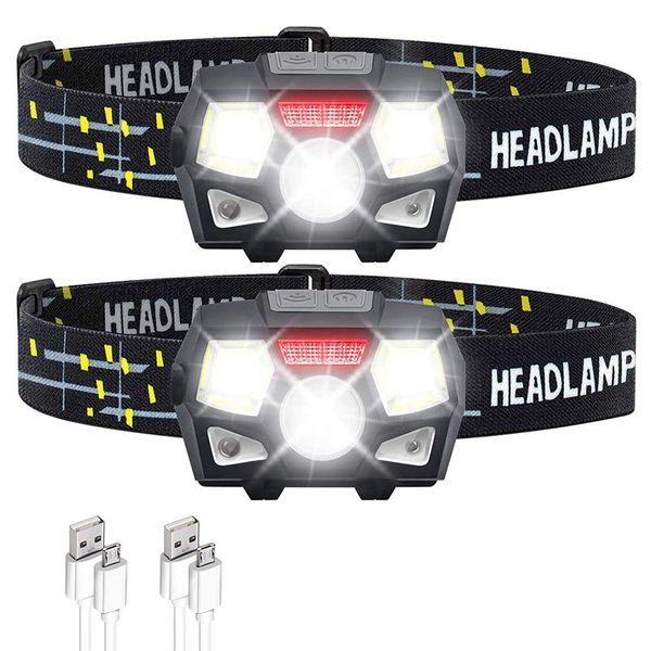 

led headlamp rechargeable usb flashlights bright motion sensor headlight 5 lighting modes headlamp for running hiking camping