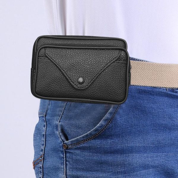 

waist bags bum pouch phone bag business card holder fashion men pu leather fanny belt mobile purse pocket1