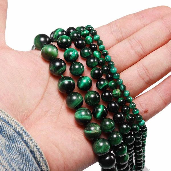 

1strand lot 4 6 8 10 12 mm natural stone green tiger eye agat round beads loose spacer bead for jewelry making h bbydbg