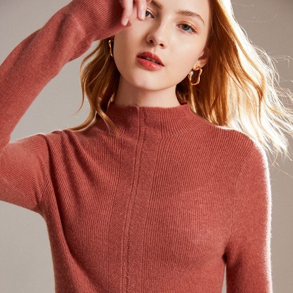 

2021 soft upper class 100% women in cashmere and knitted wool pullovers ladies turtleneck sweater the standard c69g, White;black