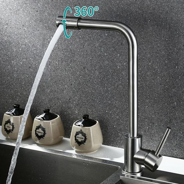 

sianco rotatable brushed stainless steel kitchen faucet single hole mixer tap deck mounted sin jllkvp