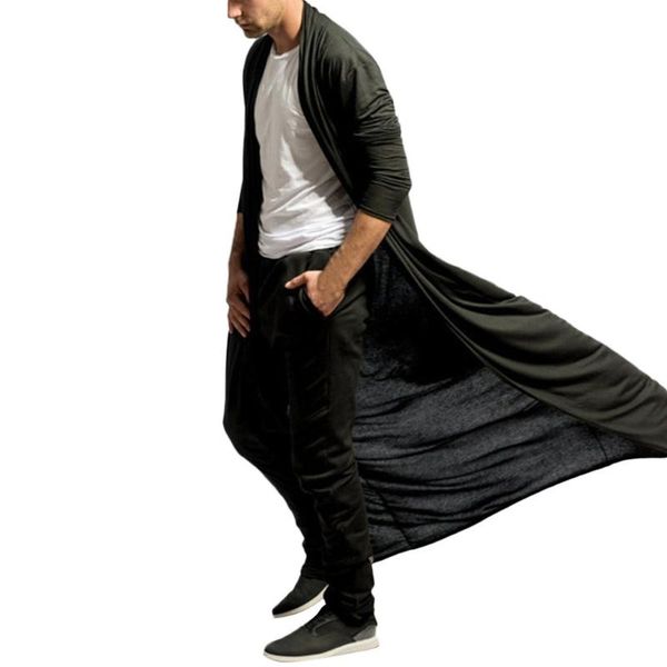 

fashion men's cardigans outwear casual slim solid long shirt long coat outerwear plus size winter autumn mens blouse, Tan;black