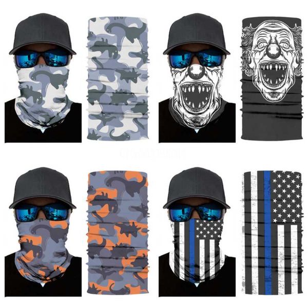

summer ice silk triangle sunscreen mask men and women outdoor sports riding magic skull scarf anti-uv collar#879, Blue;black