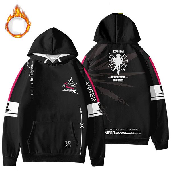 

2021 new 3d printed hooded sweatshirt for game arknights amiya exusiai fleece hoodies lappland cosplay thicken coat fashion 1pla, Black
