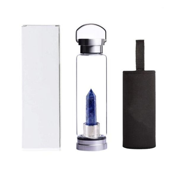 

31 colors 550ml natural crystal quartz gemstone water bottle infused reiki wellness obelisk wand healing energy glass cup