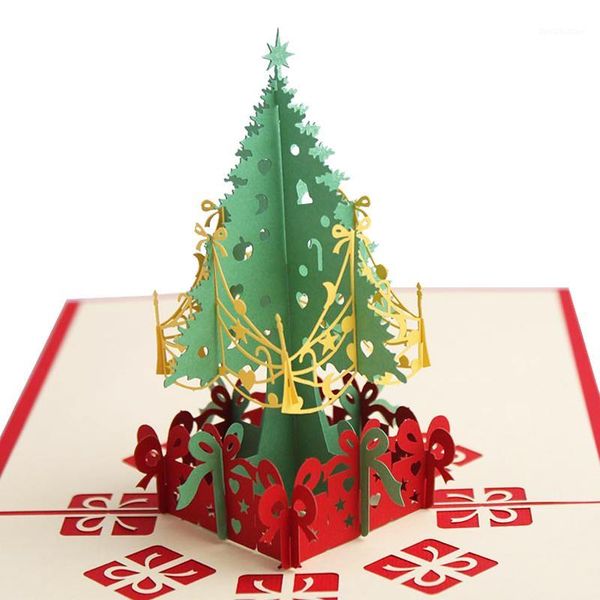 

greeting cards laser cut 3d christmas tree up card xmas decoration gift paper craft handmade thank you year jk3641