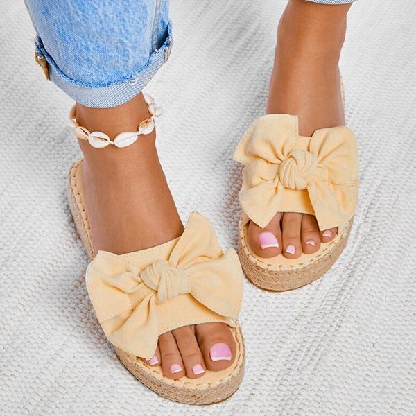 

women bowknot slippers 2020 summer slippers casual beach muffin slip on platform ladies sandals dress party peep toe sandals1, Black