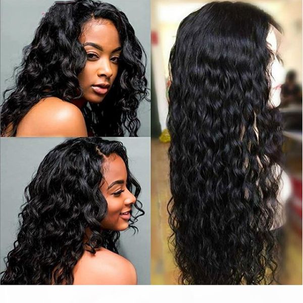 

lace front human hair wigs deep wave with baby hair water wave lace frontal closure wig preplucked black deep part for women