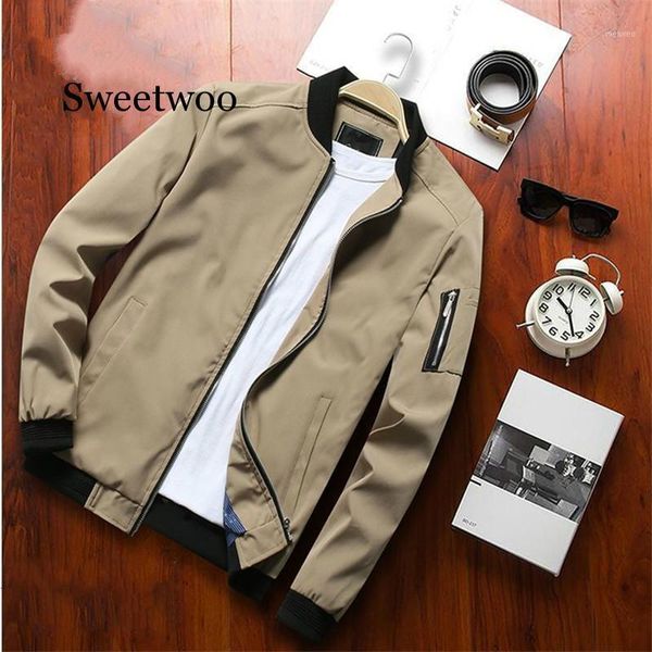 

men bomber jacket thin slim long sleeve baseball jackets windbreaker zipper windbreaker jacket male outwear clothing1, Black;brown