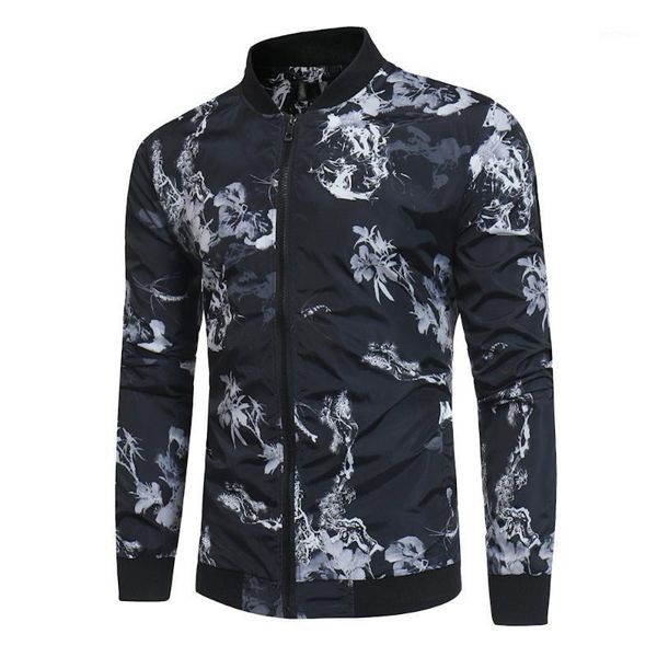 

men's jackets spot commodity fashion men's autumn winter print zipper jacket long sleeve coat goods1, Black;brown