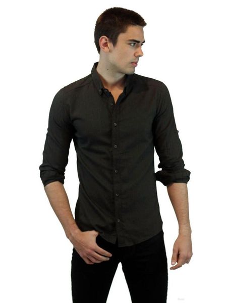 

long-sleeve male solid shirt, White;black