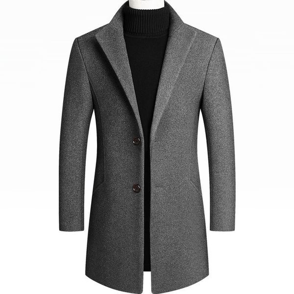 

autumn and winter 2020 new coat slim fitting men's medium long woolen windbreaker, Tan;black