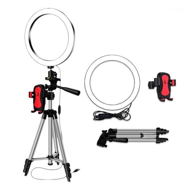 

tripods led selfie ring light with phone holder pography dimmable youtube video live po studio usb plug1